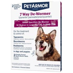 PetArmor 7 Way De (Option: Wormer for Medium to Large Dogs (25.1200 Pounds)  2 count)