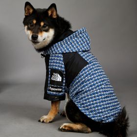 Fashion Brand Windproof And Rainproof New Dog Raincoat Shell Jacket (Option: Blue Rivet-S)