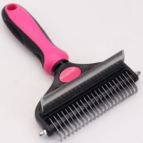 Pet Hair Unknotting Comb Thin Comb Two-in-one Beauty Products (Option: Small Size-Pink)