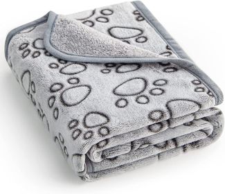 Pet Blanket Flannel Cut Flower Footprints (Option: Gray Edging-XS)