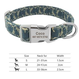 Adjustable Nylon Dog Collar Personalized Dogs Cat ID (Option: 217H8-S)