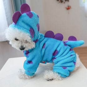 Fleece-lined Warm Dog Cat Clothing Flower Four Feet Pet Costume (Option: Flower Dinosaur Pet Costume-XS)