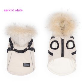 Pet Autumn And Winter Fleece-lined Thickened Dog Clothes Raincoat Strap Traction (Option: Almond White-S)
