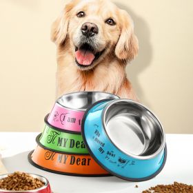 Stainless steel dog bowl; color anti-skid dog bowl; cat bowl (colour: 26cm)