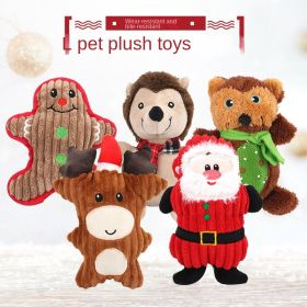 Christmas pet chew toy Pet plush voice toy Christmas molar bite-resistant cute cartoon dog toy (Color: Brown bear)