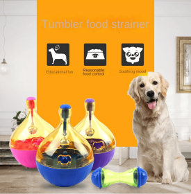 Interactive Dog Treat Dispensing Tumbler Ball - Leaky Puzzle (Color: Small blue tumbler)