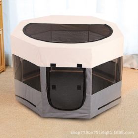Portable Pet Soft Playpen;  Pop up Tent Indoor & Outdoor Use Durable Paw Kennel Cage;  Waterproof Bottom Removable Top Puppy Pen (Color: Gray)