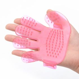 Five Finger Dog Grooming Glove - Bath Massage Palm Brush (Color: pink)
