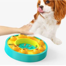 Dog Pets Puzzle Toys Slow Feeder Interactive Increase Puppy IQ Food Dispenser Slowly Eating NonSlip Bowl Pet Dogs Training Game (Color: Lake Blue Roulette)