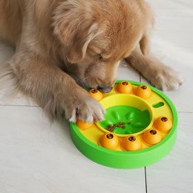 Dog Pets Puzzle Toys Slow Feeder Interactive Increase Puppy IQ Food Dispenser Slowly Eating NonSlip Bowl Pet Dogs Training Game (Color: Green Roulette)