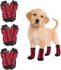Chrismas Waterproof Anti-Slip Dog Socks with Reflective Straps