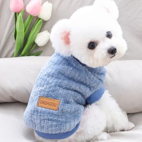 Pet Sweater; Warm Winter Plush Dog Sweater Knitwear Cat Vest; For Small & Medium Dogs (Color: Navy Blue)