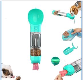 Portable 4-in-1 Dog Travel Water Bottle with Food Storage, Poop (Color: Green)