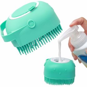 Pet Dog Shampoo Massager Brush Cat Massage Comb Grooming Scrubber Shower Brush For Bathing Short Hair Soft Silicone Brushes (Color: Blue)