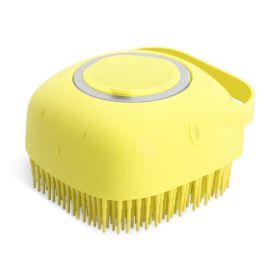 Pet Dog Shampoo Massager Brush Cat Massage Comb Grooming Scrubber Shower Brush For Bathing Short Hair Soft Silicone Brushes (Color: yellow)