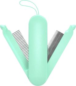 Pet Life 'JOYNE' Multi-Functional 2-in-1 Swivel Travel Grooming Comb and Deshedder (Color: Green)