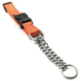 Pet Life 'Tutor-Sheild' Martingale Safety and Training Chain Dog Collar (Color: Orange)