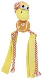 Pet Life 'Tennis Pawl' Rope Squeaker and Crinkle Tennis Dog Toy (Color: Orange)