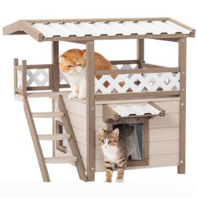 New Style Wood Pet House With Roof Balcony and Bed Shelter (Color: White)