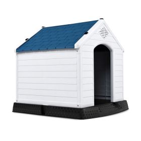 Indoor & Outdoor Waterproof Plastic Pet Puppy House (Color: White & Blue)