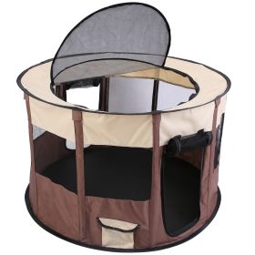 Foldable Playpen for Dog with Carry Bag Portable Travel Waterproof Indoor Outdoor Pet Cage Tent Detachable Upper Cover For Dog Cat Rabbit (size: S)