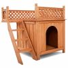 New Style Wood Pet House With Roof Balcony and Bed Shelter