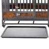 46in Heavy Duty Dog Crate, Furniture Style Dog Crate with Removable Trays and Wheels for High Anxiety Dogs