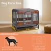 37in Heavy Duty Dog Crate, Furniture Style Dog Crate with Removable Trays and Wheels for High Anxiety Dogs
