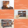 46in Heavy Duty Dog Crate, Furniture Style Dog Crate with Removable Trays and Wheels for High Anxiety Dogs