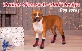 Chrismas Waterproof Anti-Slip Dog Socks with Reflective Straps