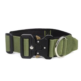 Pet Collar Pull-resistant Large Dog Lifting Tactical Collar (Option: Army Green-M)
