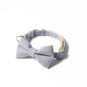 Pet Collar Houndstooth Bow Collar (Option: Gray-22to29cm)