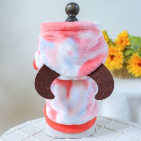 Fleece-lined Warm Dog Cat Clothing Flower Four Feet Pet Costume (Option: Little Dragon Sweater Pink-XS)