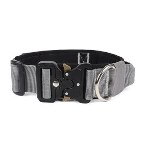 Pet Collar Pull-resistant Large Dog Lifting Tactical Collar (Option: Gray-M)