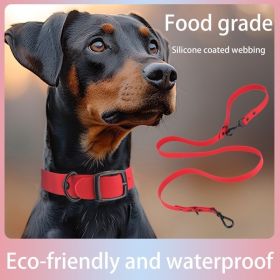 Silicone Waterproof Dog Collar & Leash Set (Option: M)