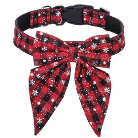 Christmas British Style Dog Collar Bow Tie (Option: Red And Black Snowflake-M)