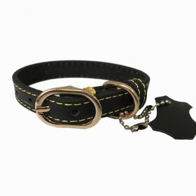 Pet Leather Collar Color Cowhide (Option: Black-S)