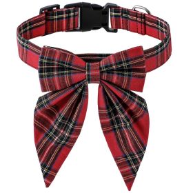 Christmas British Style Dog Collar Bow Tie (Option: Red Plaid-M)