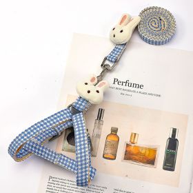Hand Holding Rope Chest And Back Small And Medium-sized Dog Leash Cute Rabbit (Option: Blue-S)
