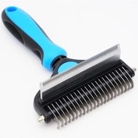 Pet Hair Unknotting Comb Thin Comb Two-in-one Beauty Products (Option: Large Size-Blue)