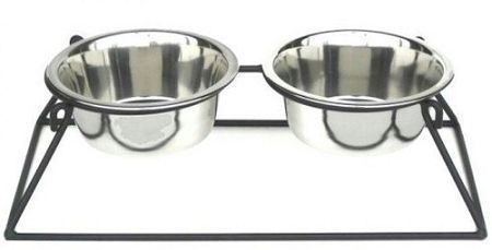 Pyramid Elevated Double Dog Feeder (Option: Small/Black)