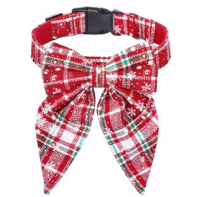 Christmas British Style Dog Collar Bow Tie (Option: Red And White Snowflake-L)