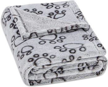 Pet Blanket Flannel Cut Flower Footprints (Option: Gray-M)
