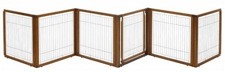 6-Panel Hardwood Convertible Dog Gate & Room Divider (Option: Autumn Matte)