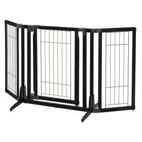 Richell Premium Plus Freestanding Pet Gate with Door (Option: Black)