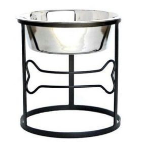 Bone-Shaped Raised Single Dog Bowl - 1 Quart (Option: Small)