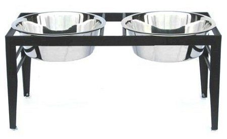 Chariot Elevated Double Dog Feeding Station (Option: Small/Black)