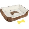 Fleece-Lined Puppy Dog Bed - Small, Warm Gray