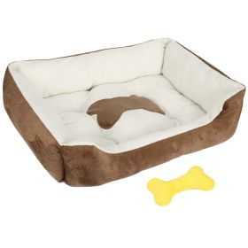 Fleece-Lined Puppy Dog Bed - Small, Warm Gray (size: S)