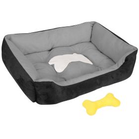 Soft Fleece Dog & Cat Nest Bed - Small, Non-Slip Base (Color: black, size: S)